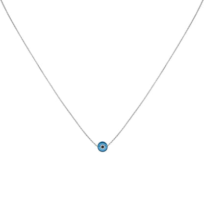 Silberkette mit blauem Nazar-Anhänger, minimalistisches Design, modischer Schmuck.