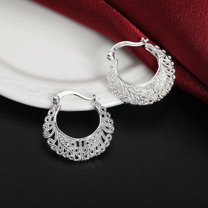 925 Sterling Silber Blumen Kreis Ohrringe, kleine Hoops, Damen Schmuck, Hochzeitstrend