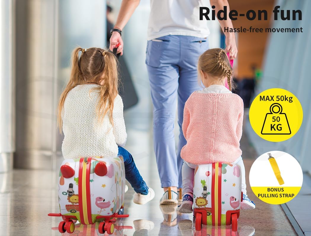 2-i-1 ride-on scooter-kuffert til børn med 360° hjul