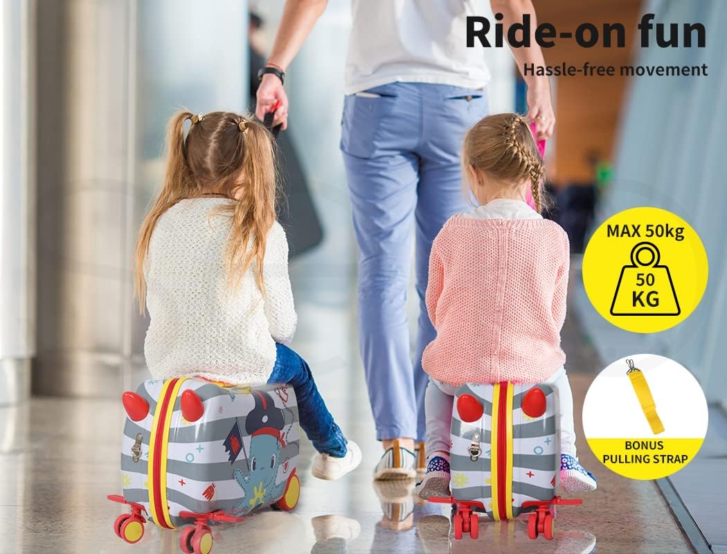 2-i-1 ride-on scooter-kuffert til børn med 360° hjul