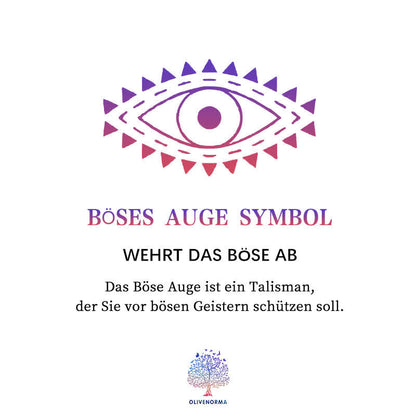Böses Auge Symbol, Talisman gegen böse Geister, lila Design, Schutzamulett, Olivenorma.