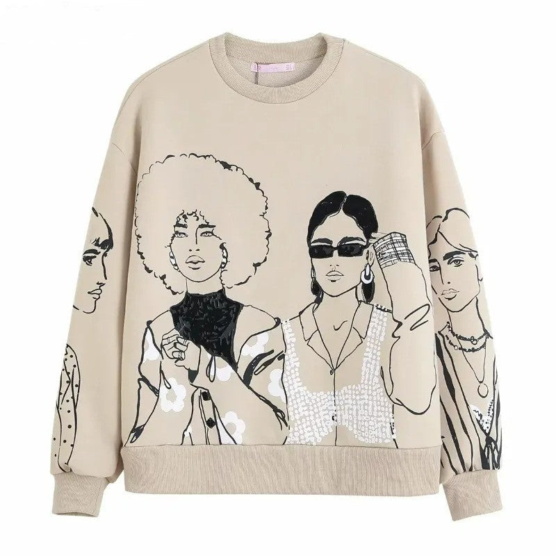 Løsthængende uldprint-sweater - Elise