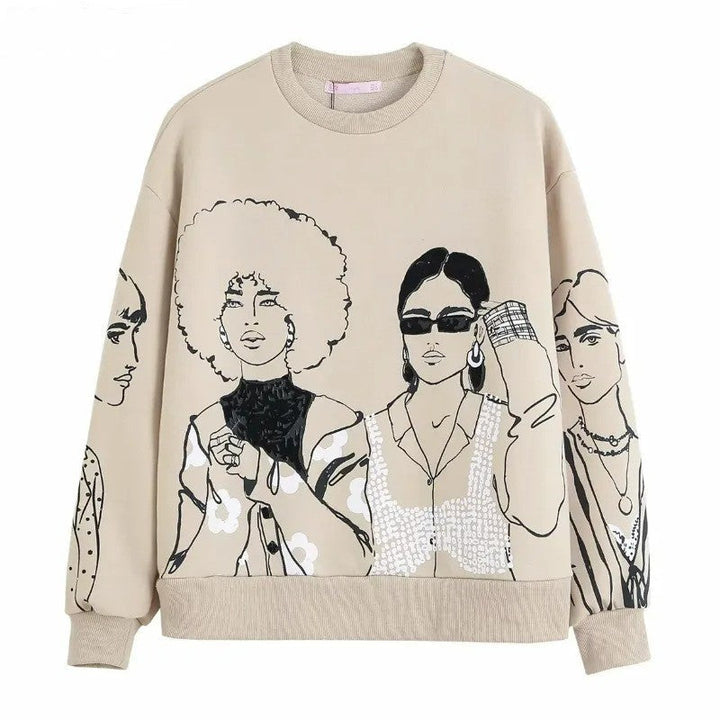 Løsthængende uldprint-sweater - Elise