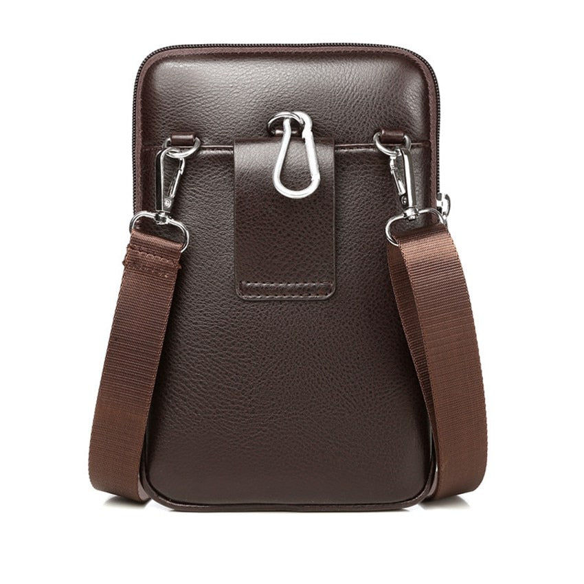 Kompakt PU-læder crossbody-taske til herrer med justerbar skulderrem