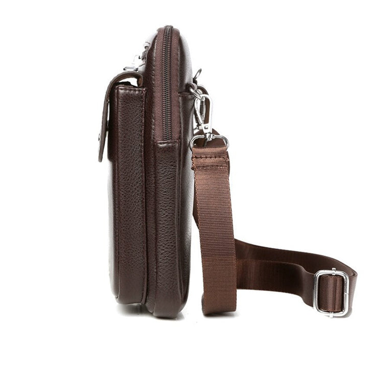 Kompakt PU-læder crossbody-taske til herrer med justerbar skulderrem