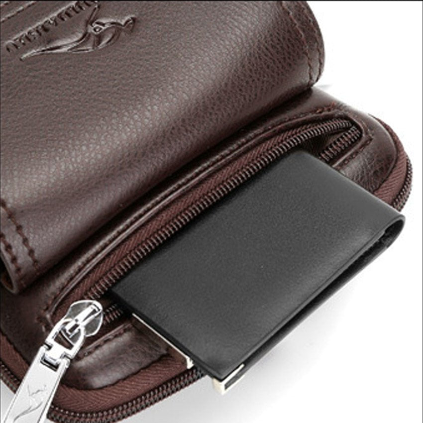 Kompakt PU-læder crossbody-taske til herrer med justerbar skulderrem