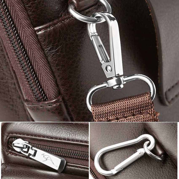Kompakt PU-læder crossbody-taske til herrer med justerbar skulderrem