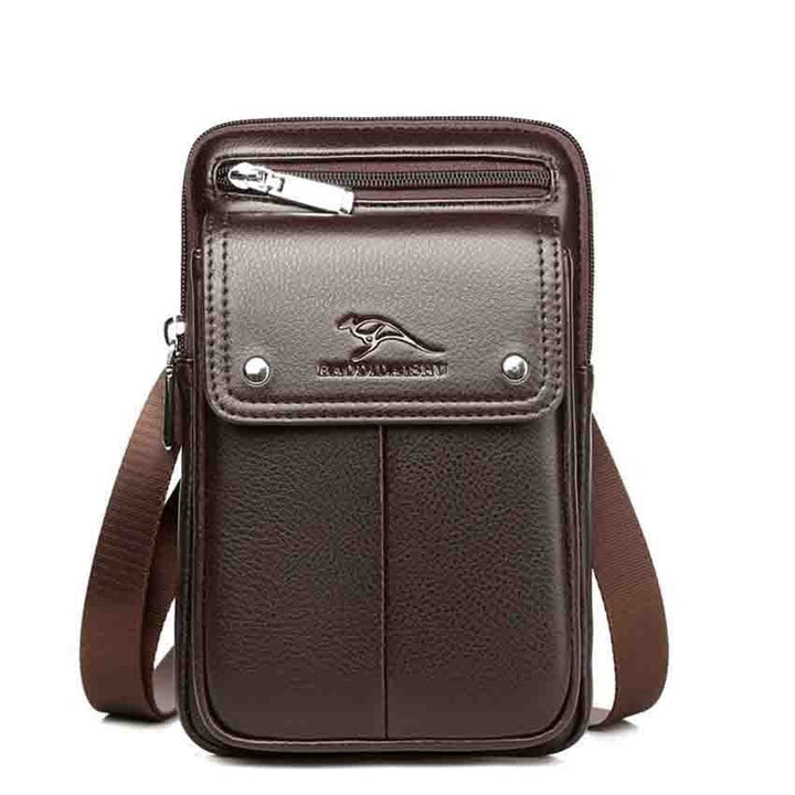 Kompakt PU-læder crossbody-taske til herrer med justerbar skulderrem