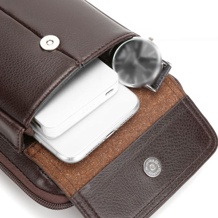 Kompakt PU-læder crossbody-taske til herrer med justerbar skulderrem