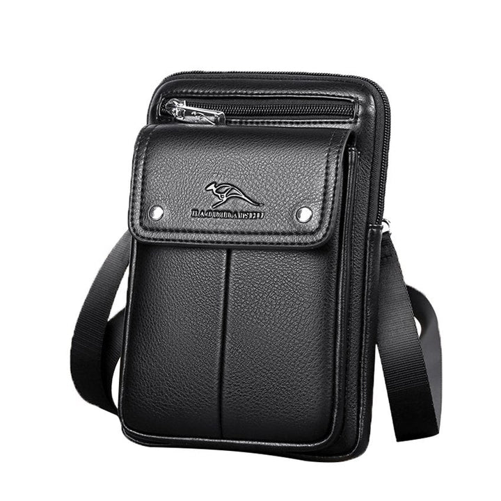 Kompakt PU-læder crossbody-taske til herrer med justerbar skulderrem