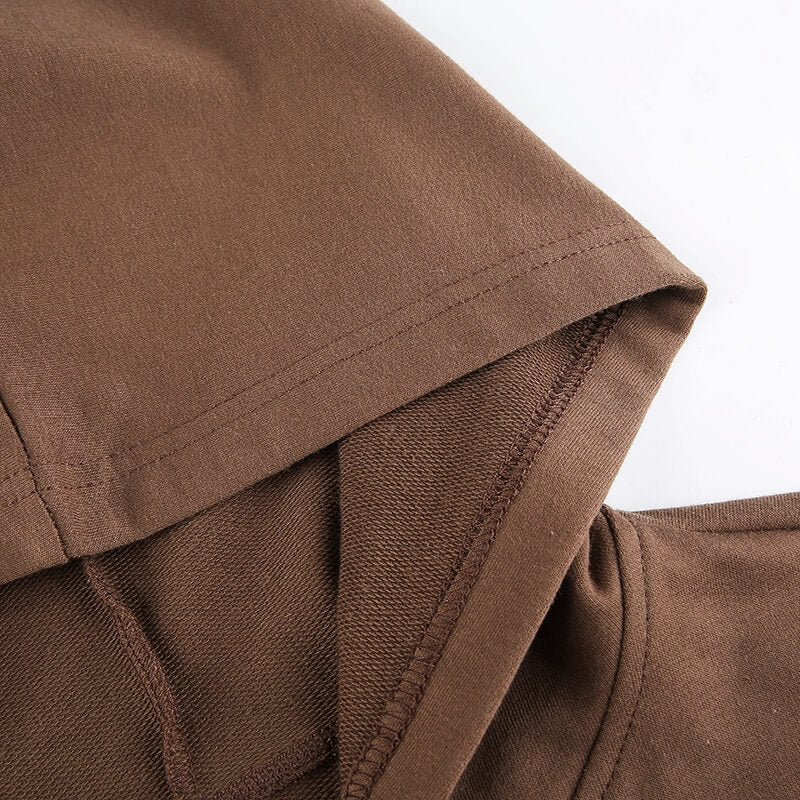 Efterårsinspireret, trendy, figursiddende cropped dame-hoodie med lynlås og hætte – Alina