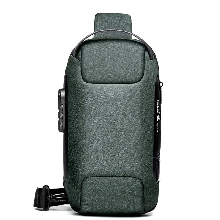 Kompakt vandtæt skuldertaske til mænd – tyverisikret med USB-opladningsfunktion