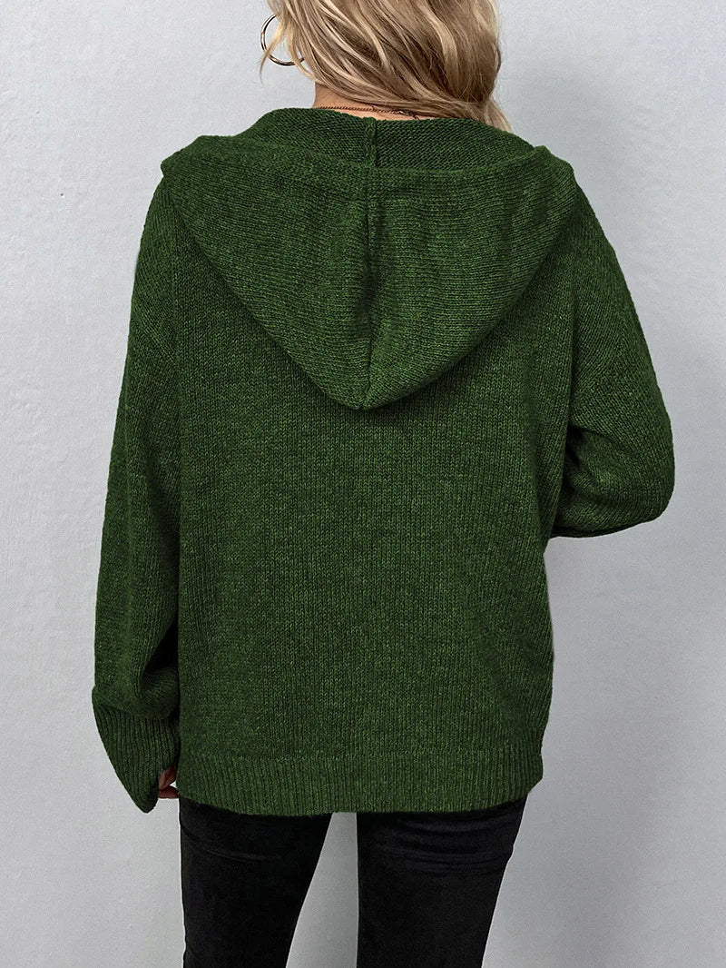 Strikket cardigan med hætte - Mila