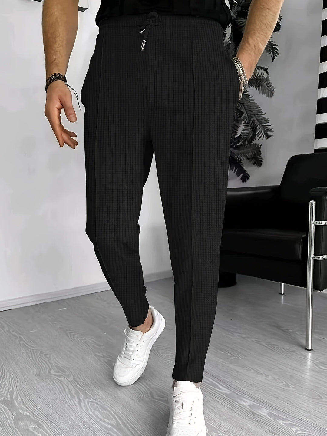 Komfortable vaffel-joggers til herrer - Finn
