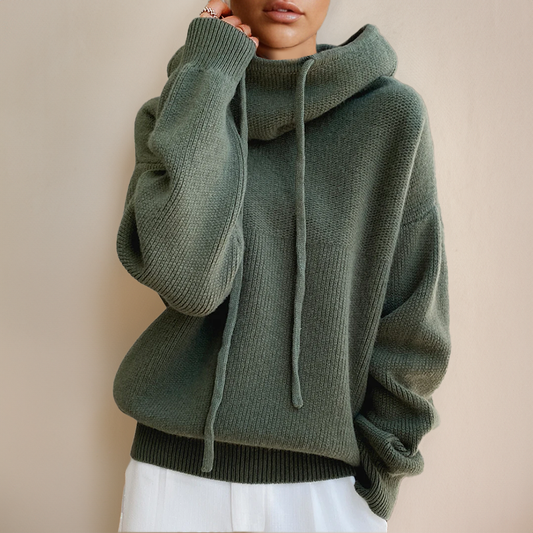 Rullekravesweater i merinould – Amira efterårsudgave