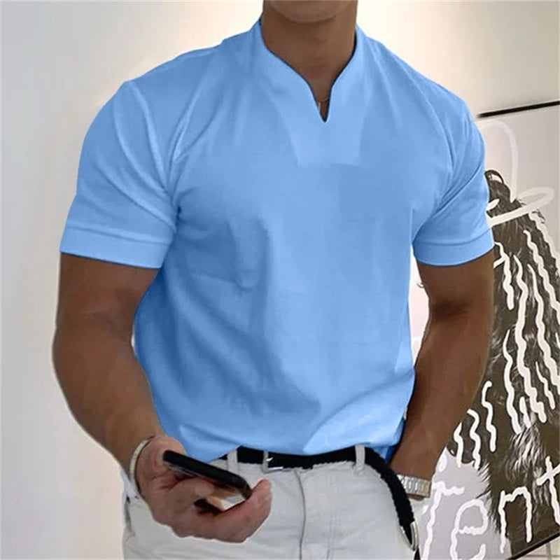 Åndbar herre-fitness-T-shirt med V-hals – Timo