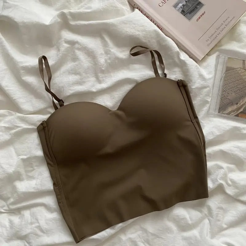 Sæt med 4 luftige tanktops med indbygget bandeau-bh - Tiana