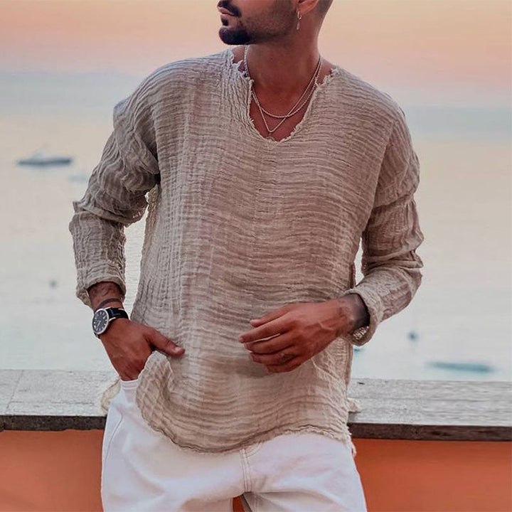 Åndbar herre-sommershirt med rund hals – Soren