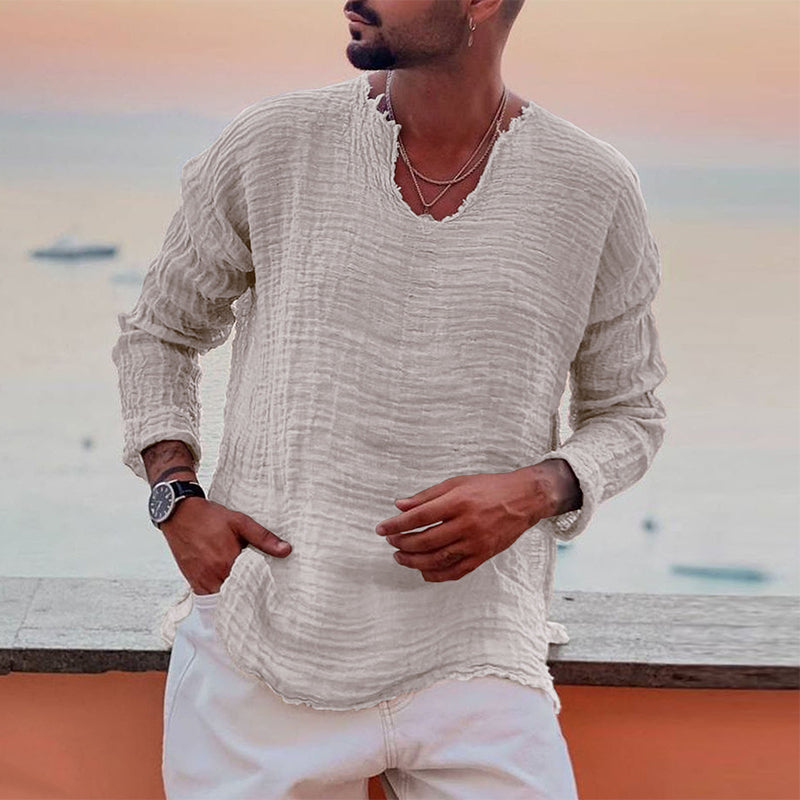 Åndbar herre-sommershirt med rund hals – Soren