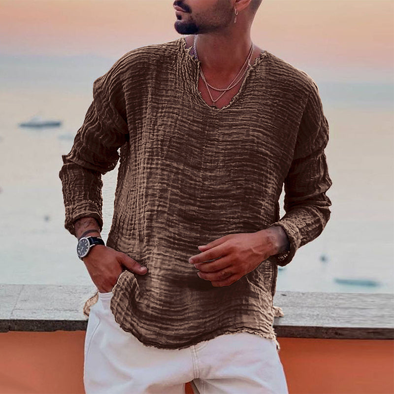 Åndbar herre-sommershirt med rund hals – Soren