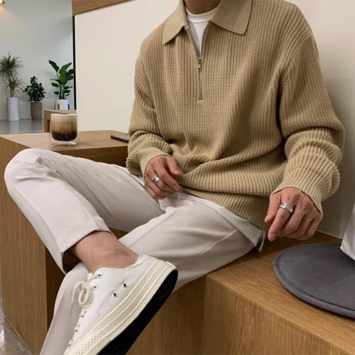 Herrer sweatshirt med lynlås-krave - Jonas