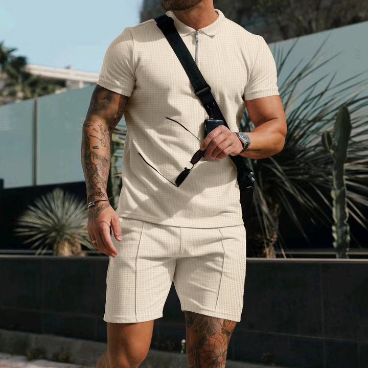 Herresommersæt med knap-skjorte og shorts – Ruben