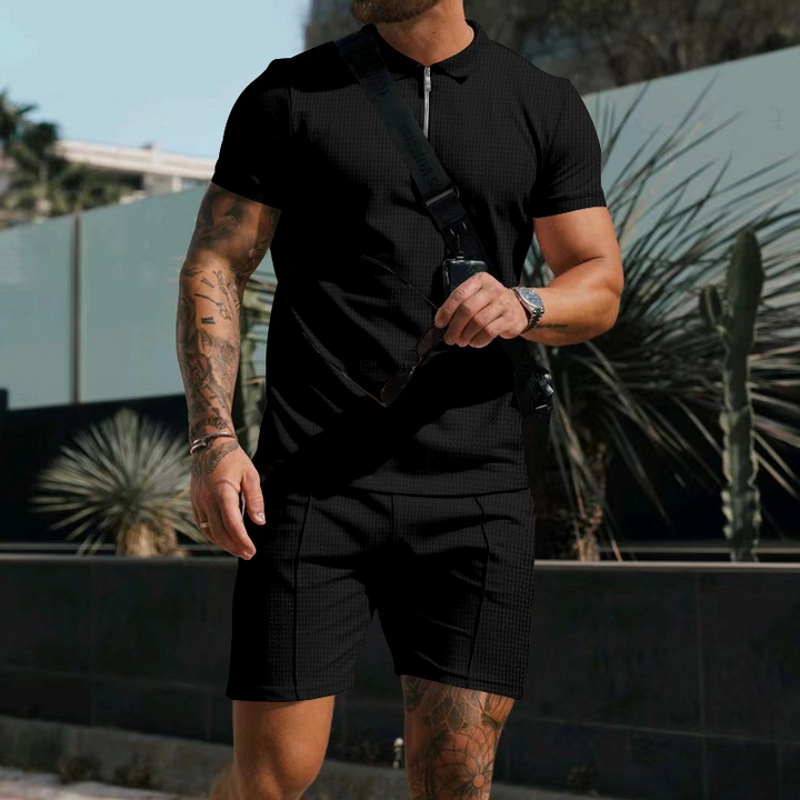 Herresommersæt med knap-skjorte og shorts – Ruben
