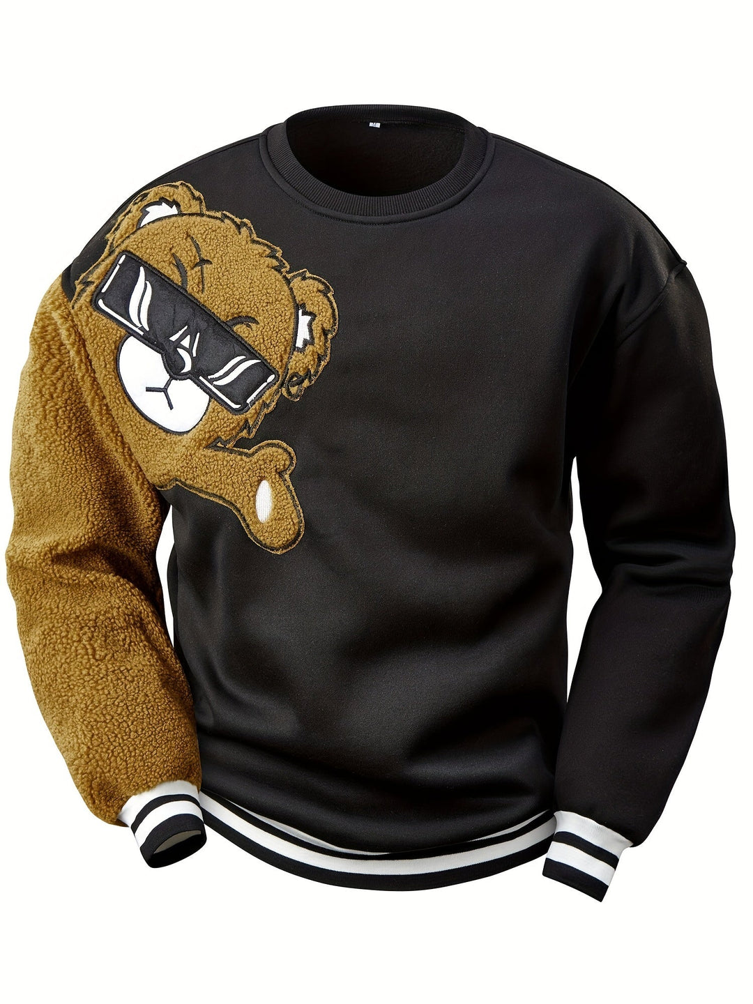Herre-sweatshirt med broderet tegneseriebamse - Jasper