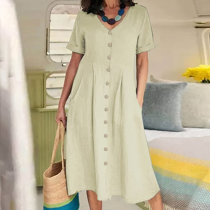 Casual sommerkjole i bomuld-linned – Noor
