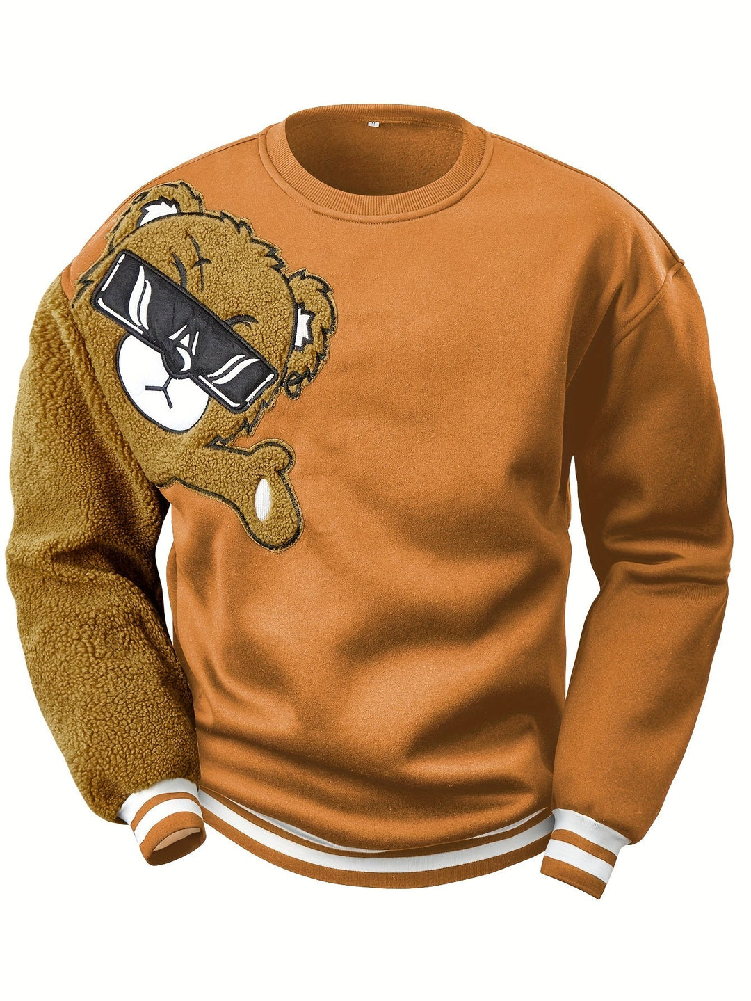 Herre-sweatshirt med broderet tegneseriebamse - Jasper