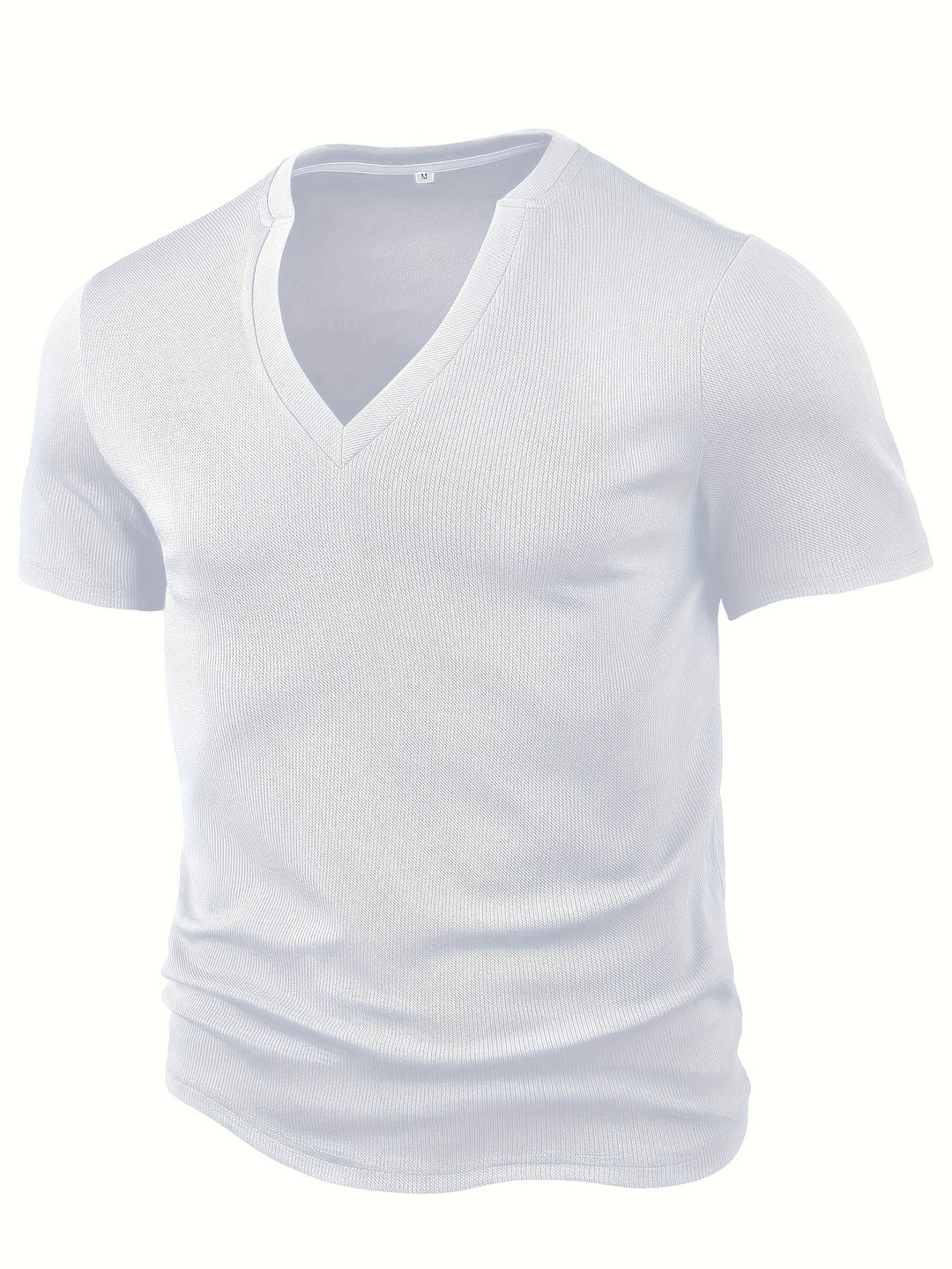 Herre-T-shirt med dyb V-hals og tekstur – Rafael