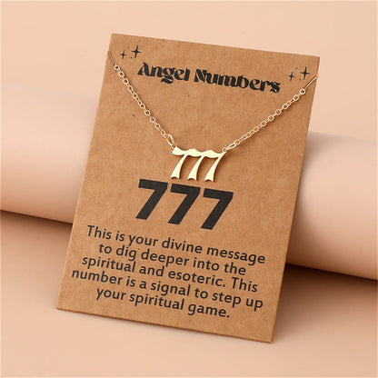 Goldene Halskette mit Engelszahl 777, spiritueller Schmuck, esoterisches Design, Geschenkidee.