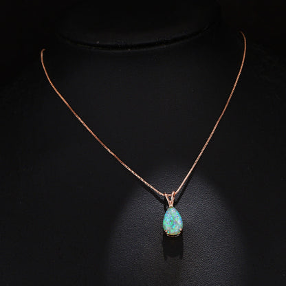 Opal-Anhänger Halskette, Roségold, elegantes Schmuckstück, Damenmode, Geschenkideen.