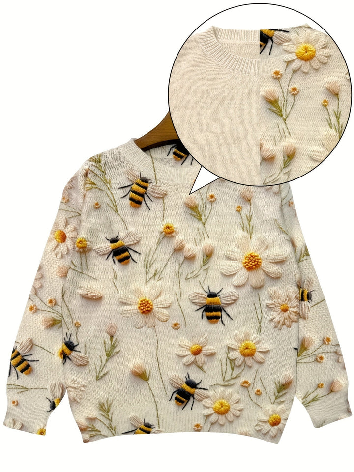 Trendy damesweater med bimønster - Sophie