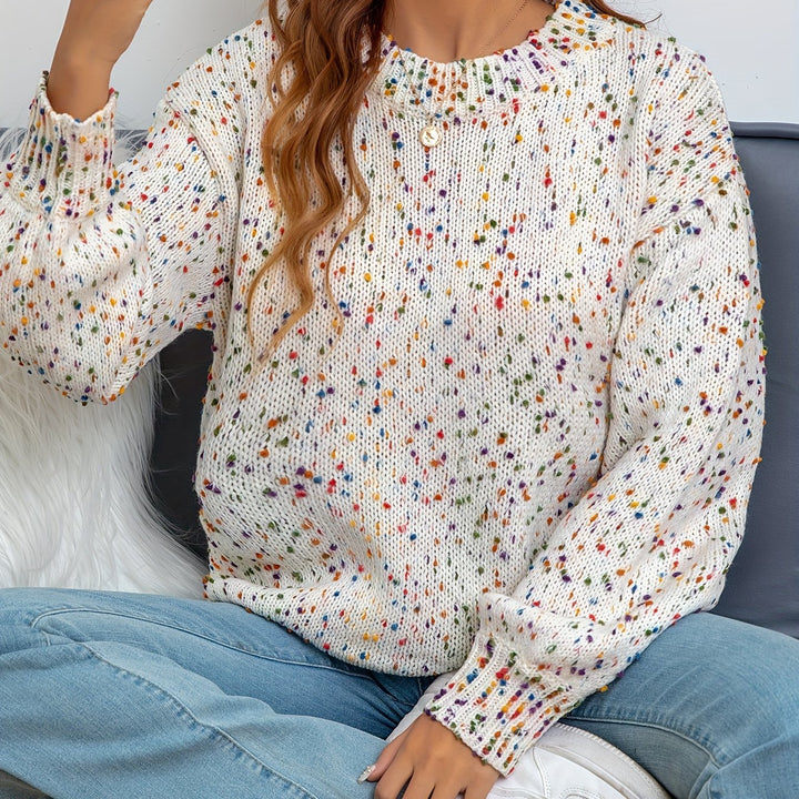Strikket damepullover med konfetti-tryk – Noa