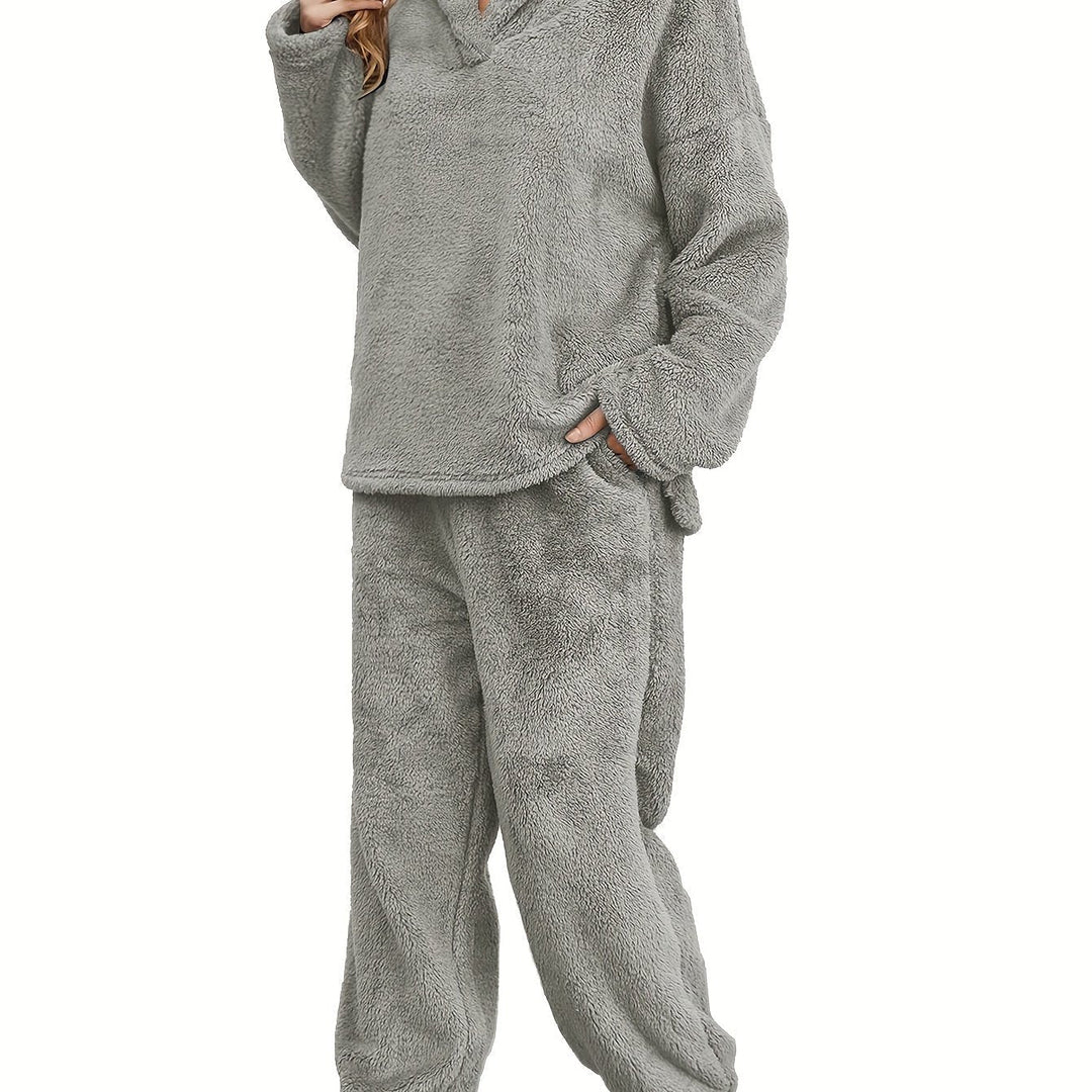 Varm Coral Fleece Dame Loungewear Sæt – Fenna