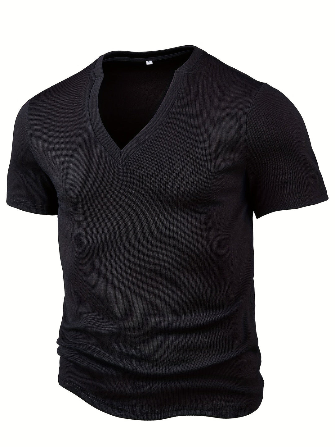 Herre-T-shirt med dyb V-hals og tekstur – Rafael