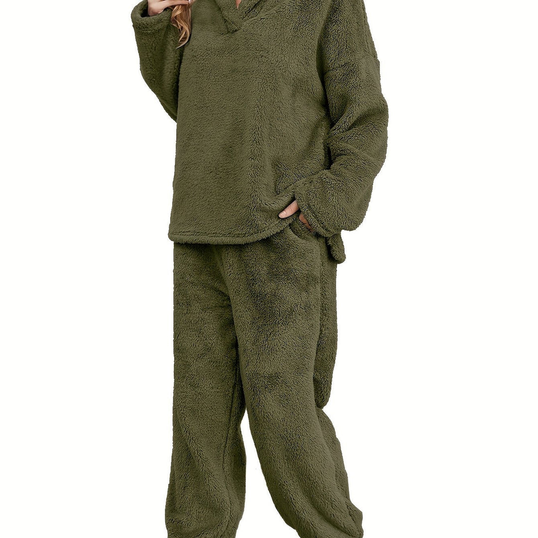 Varm Coral Fleece Dame Loungewear Sæt – Fenna