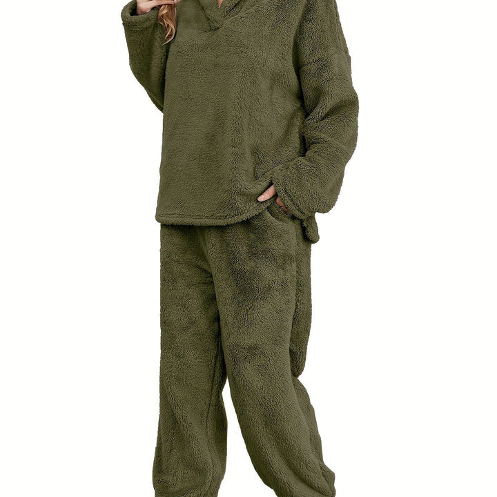 Varm Coral Fleece Dame Loungewear Sæt – Fenna