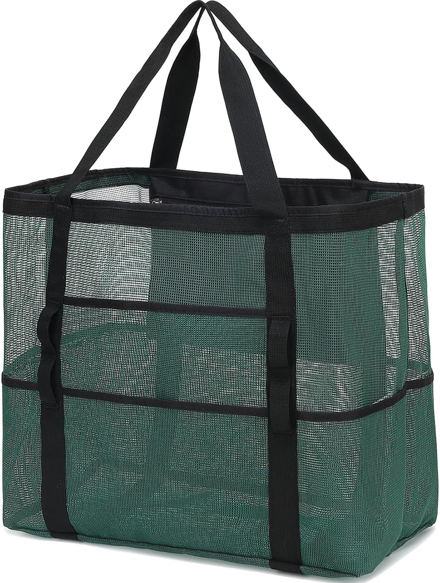 Køb 1, få 1 GRATIS – Ekstra stor gennemsigtig mesh-strandtaske med 8 lommer – ClearWave