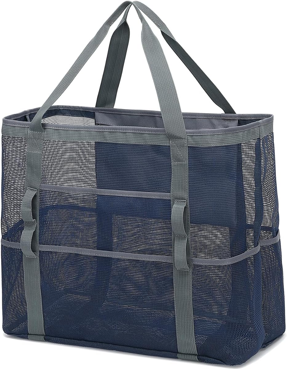 Køb 1, få 1 GRATIS – Ekstra stor gennemsigtig mesh-strandtaske med 8 lommer – ClearWave