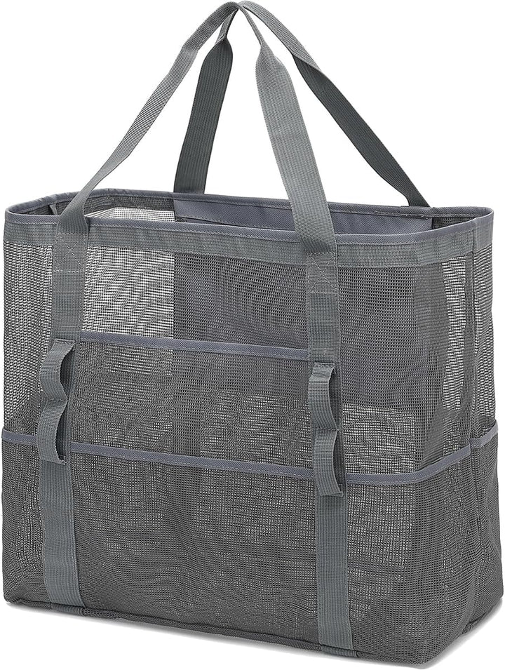 Køb 1, få 1 GRATIS – Ekstra stor gennemsigtig mesh-strandtaske med 8 lommer – ClearWave
