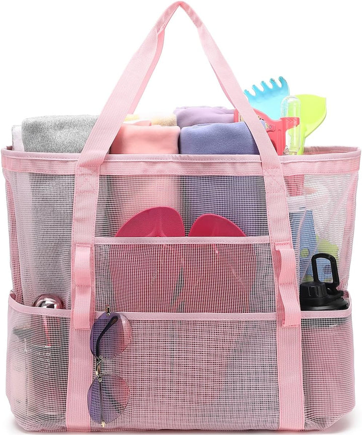 Køb 1, få 1 GRATIS – Ekstra stor gennemsigtig mesh-strandtaske med 8 lommer – ClearWave