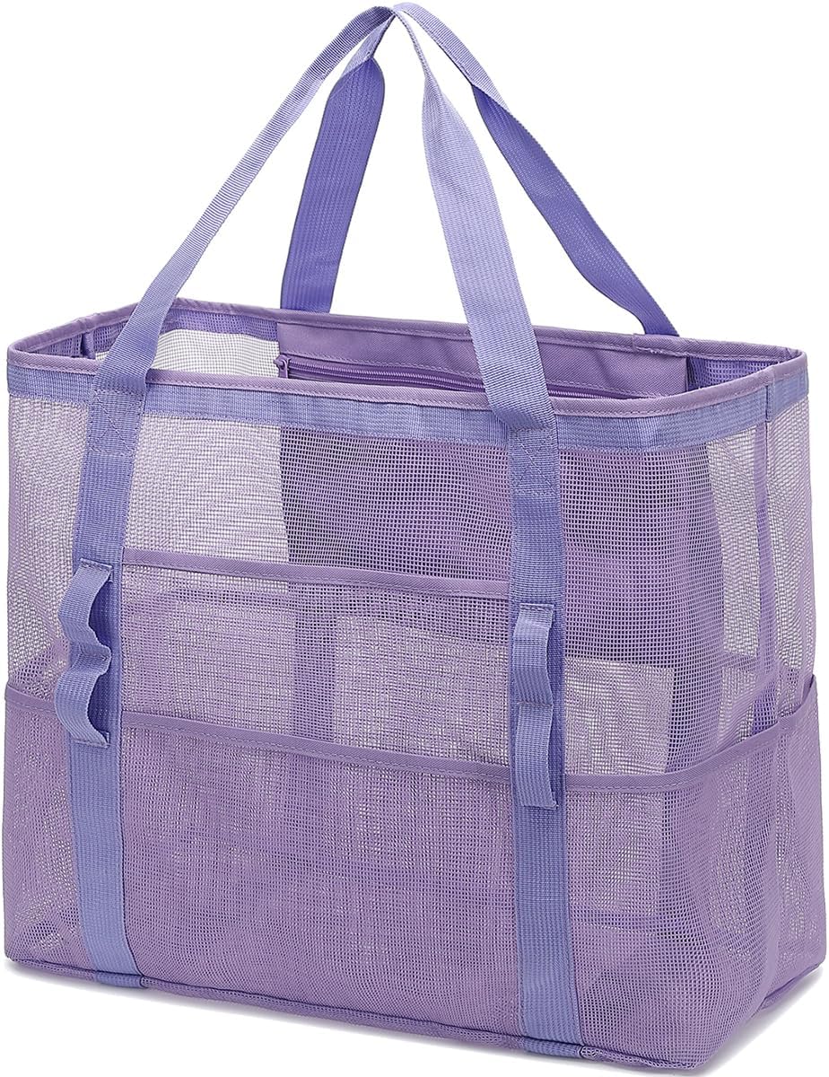 Køb 1, få 1 GRATIS – Ekstra stor gennemsigtig mesh-strandtaske med 8 lommer – ClearWave