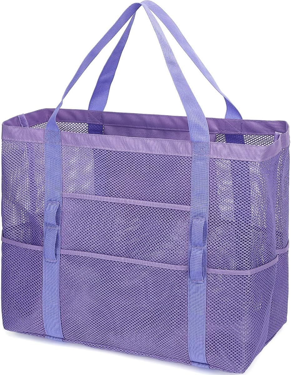 Køb 1, få 1 GRATIS – Ekstra stor gennemsigtig mesh-strandtaske med 8 lommer – ClearWave