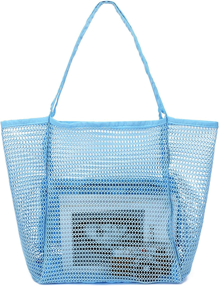 Køb 1, få 1 GRATIS – Ekstra stor gennemsigtig mesh-strandtaske med 8 lommer – ClearWave
