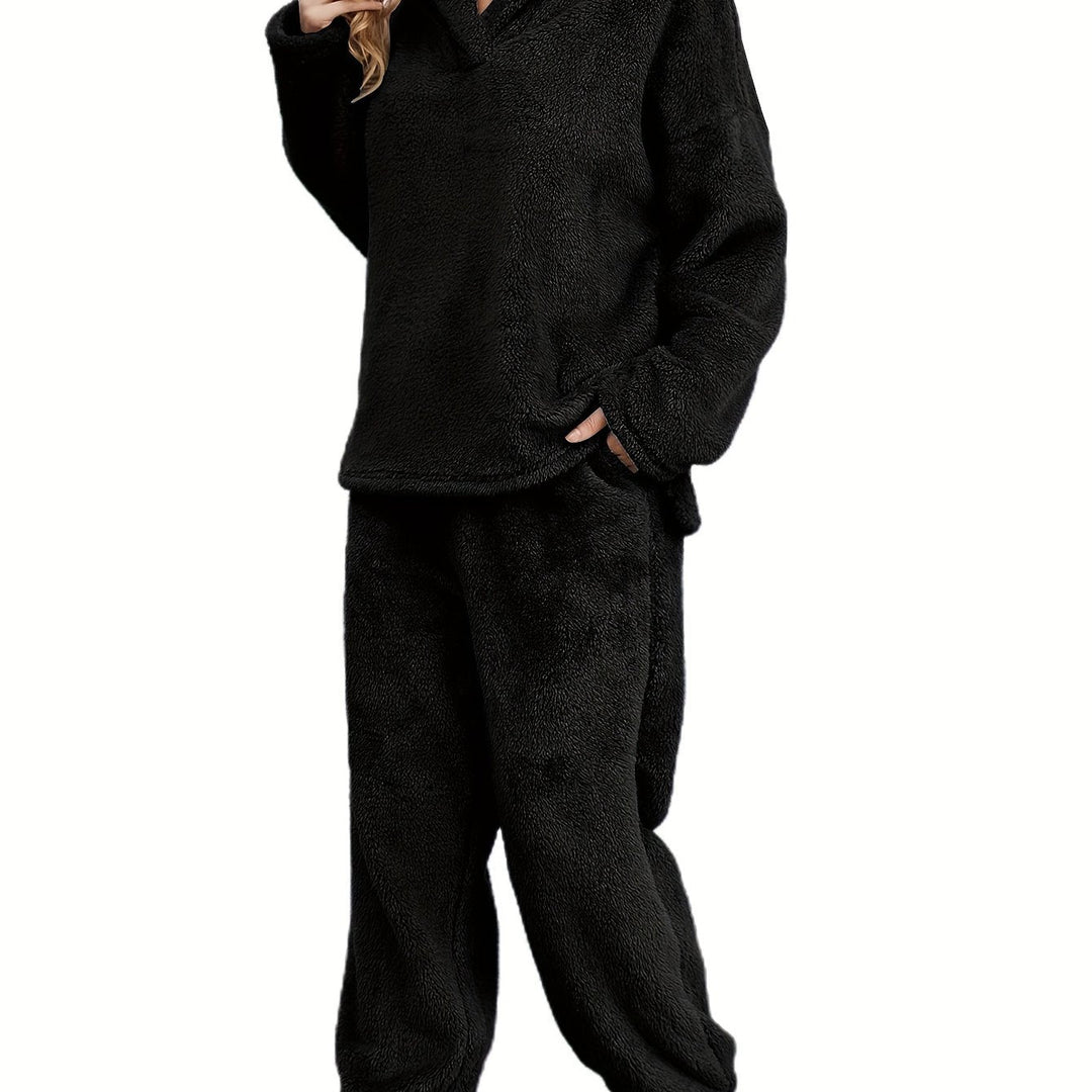 Varm Coral Fleece Dame Loungewear Sæt – Fenna