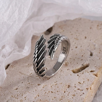 925 Sterling Silber Ring mit Flügel-Design, Vintage, Thai Silber, Mode, Hip-Hop Schmuck