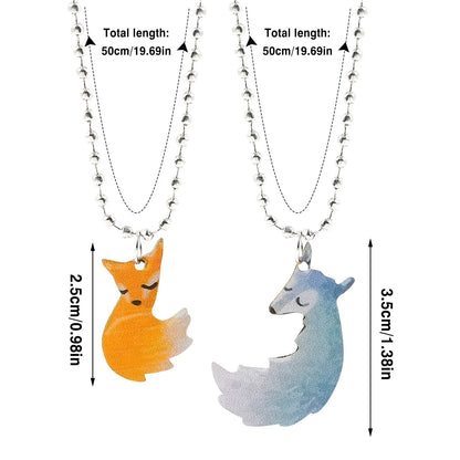 Fuchs- und Wolf-Halsketten, Edelstahl, 50cm, Tieranhänger, Schmuck für Paare