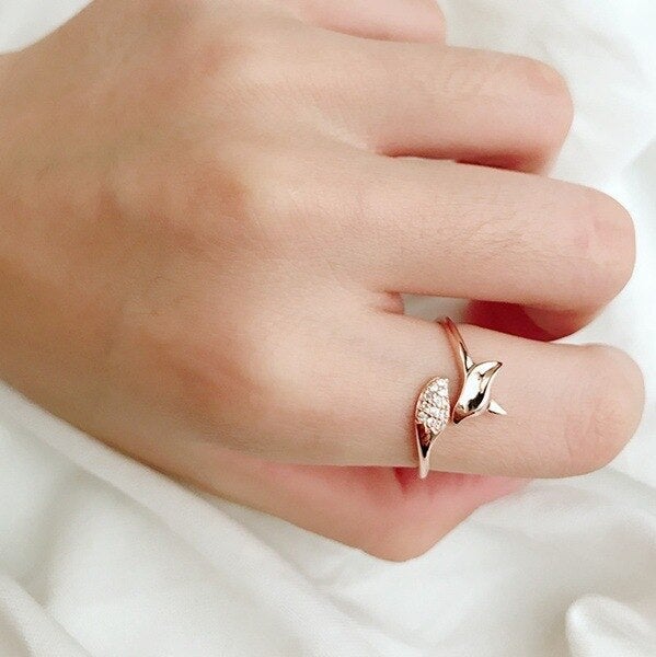 Damenring Rosegold Fuchs Design, verstellbar, modisch, elegant, Geschenkidee, Schmuck Accessoire.